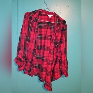 Time and Tru Red and Black Plaid Top